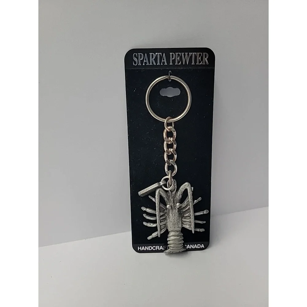 New Sparta Pewter Lobster Keychain‎ Handcrafted Nautical Souvenir